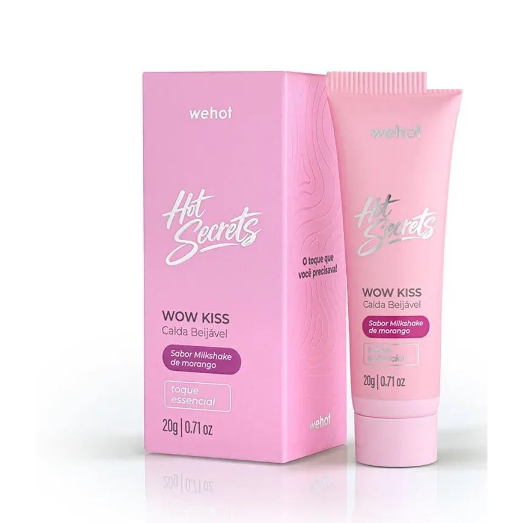 Hot Secrets Wow Kiss Calda Beijável Milkshake de Morango 20g - Wepink