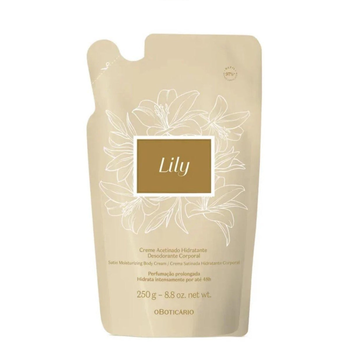 Lily Refil Creme Acetinado Hidratante Corporal 250g - O Boticário