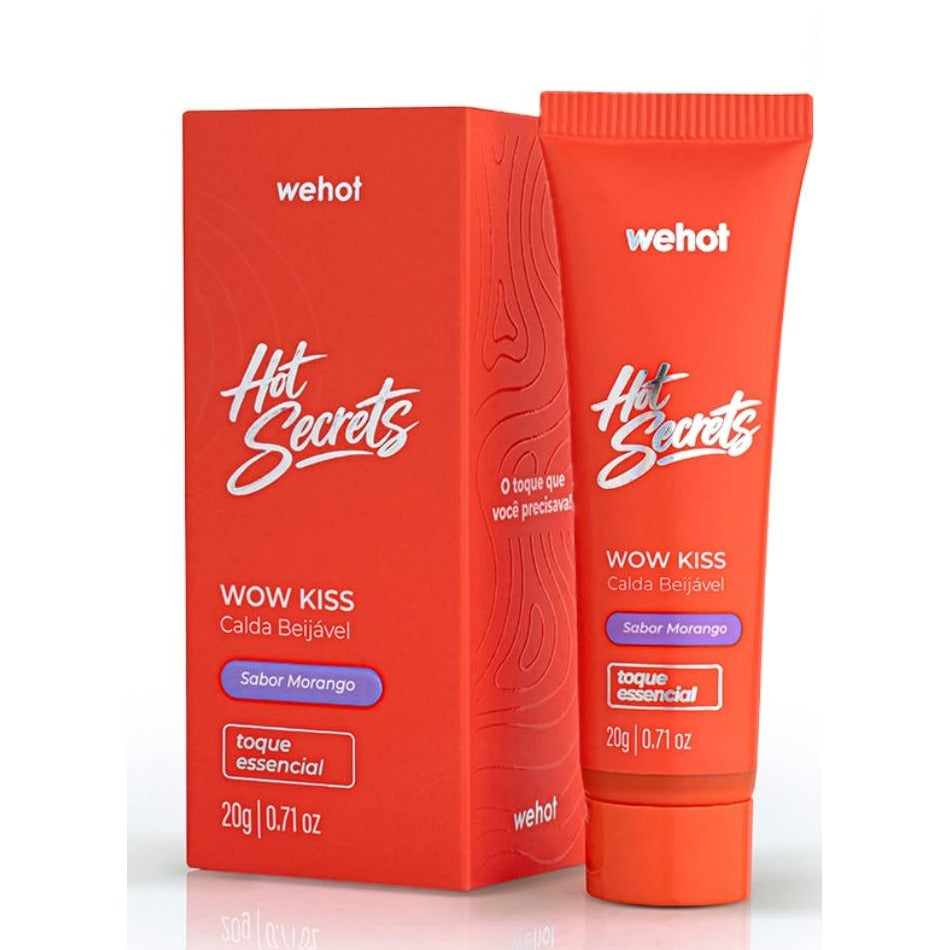 Hot Secrets Wow Kiss Calda Beijável Morango 20g - Wepink