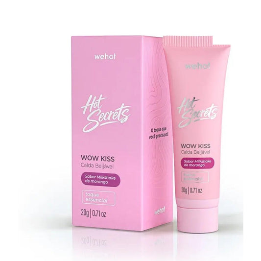 Hot Secrets Wow Kiss Calda Beijável Milkshake de Morango 20g - Wepink